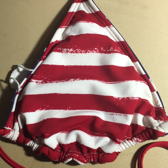Sold Reversible American Flag Bikini Top Red White Blue Size M - Picture 3 of 7